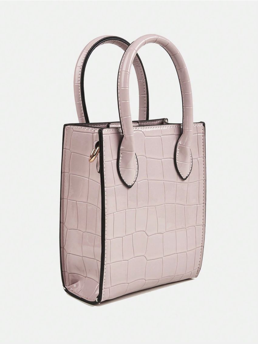 Mini Square Bag Embossed Detail Contrast Binding