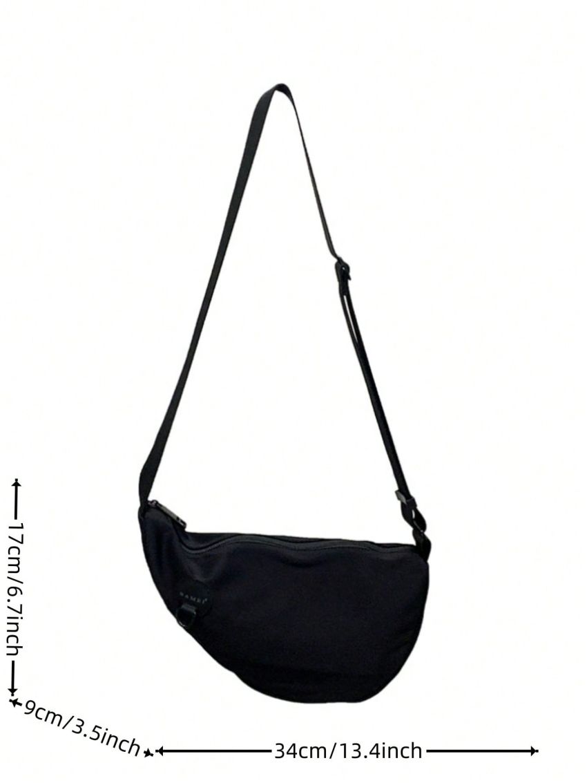 Letter Patch Decor Novelty Bag Zipper Black