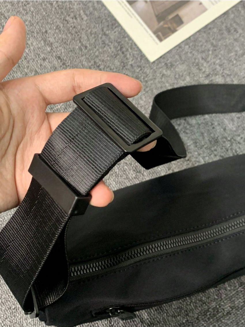 Letter Patch Decor Novelty Bag Zipper Black