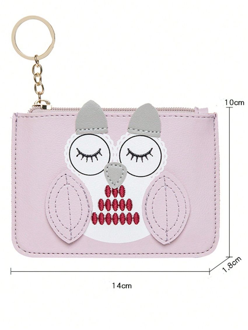 Cute Pu Simple Card Holder With Keyring
