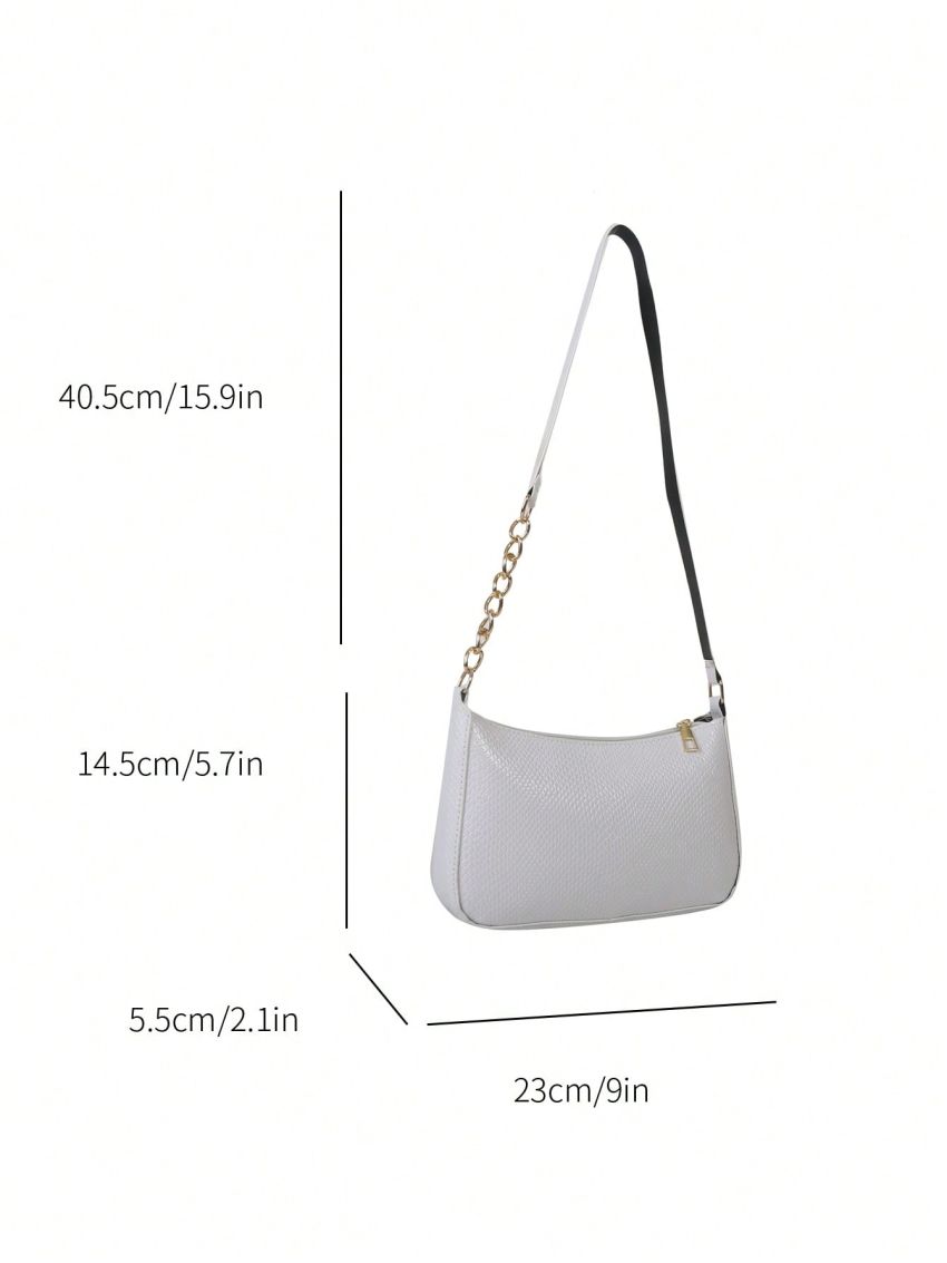 Small Shoulder Bag Solid Color Embossed Design