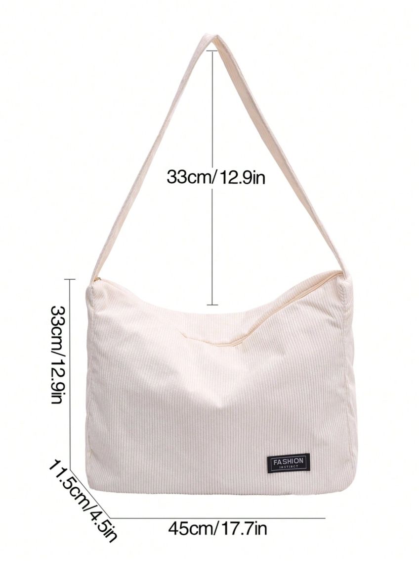 Oversized Hobo Bag Letter Patch Decor Fashion Style