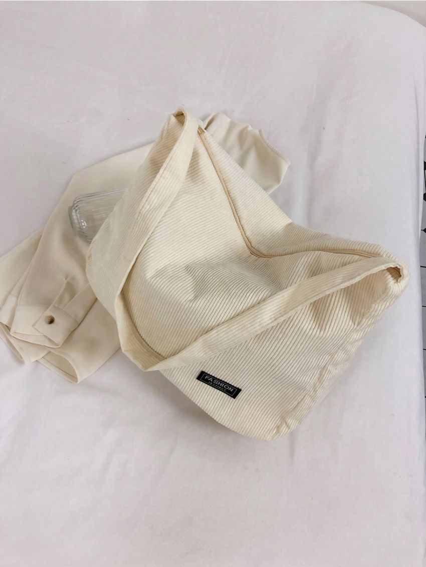 Oversized Hobo Bag Letter Patch Decor Fashion Style