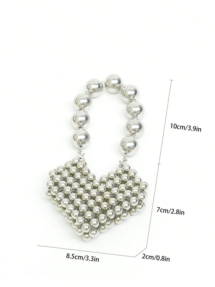 Mini Novelty Bag Heart Shaped Beaded Design