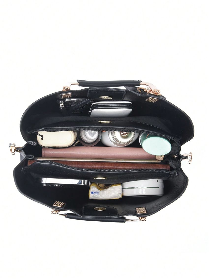 Medium Square Bag Flower Pattern Double Handle, Elegant For Office & Work