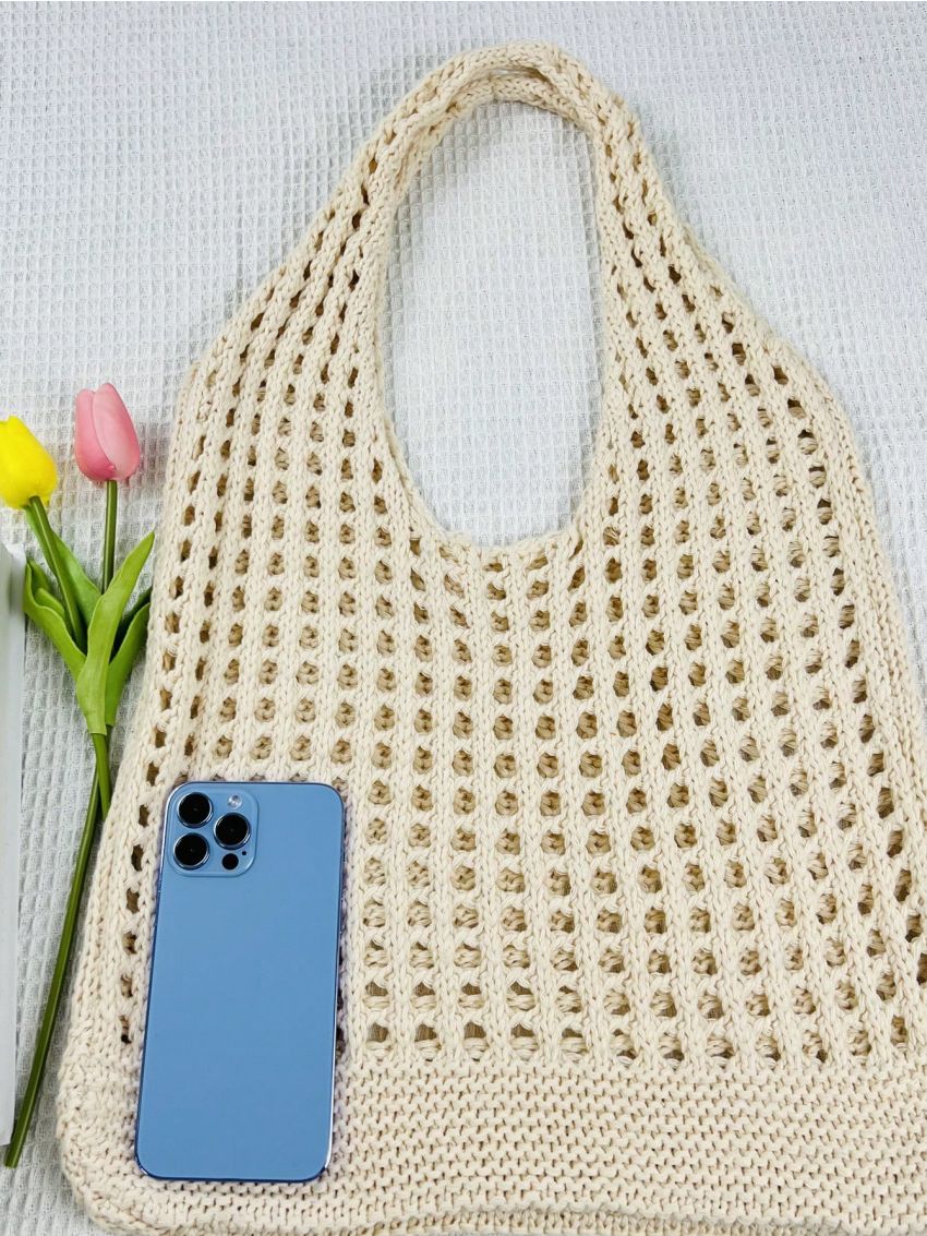 Medium Crochet Bag Hollow Out Double Handle For Vacation