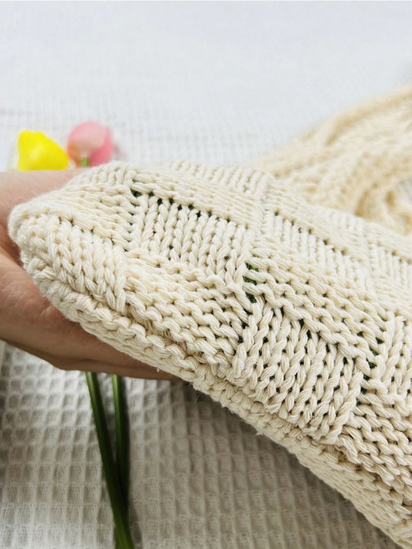 Medium Crochet Bag Hollow Out Double Handle For Vacation