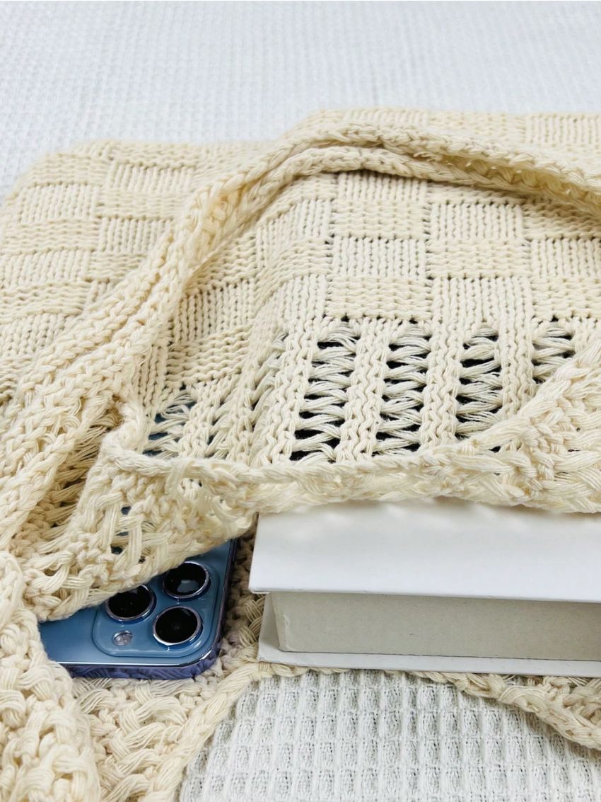 Medium Crochet Bag Hollow Out Double Handle For Vacation