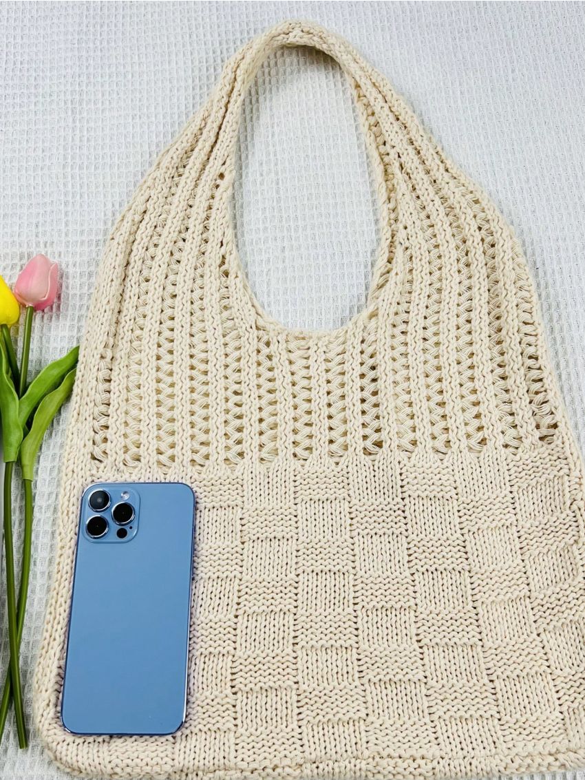 Medium Crochet Bag Hollow Out Double Handle For Vacation