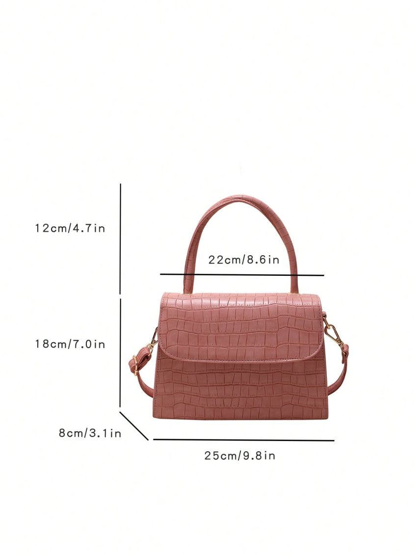 Medium Flap Square Bag Embossed Detail Minimalist