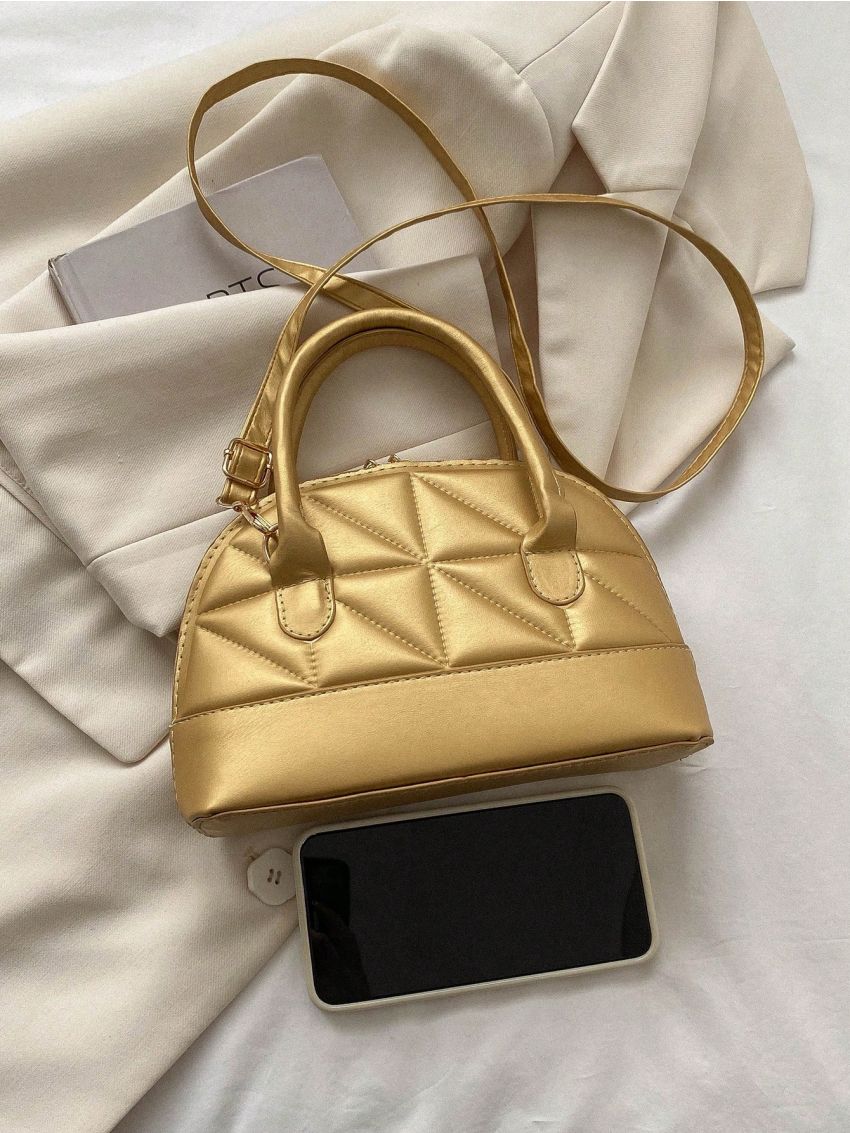 Small Dome Bag Quilted Pattern Metallic Funky