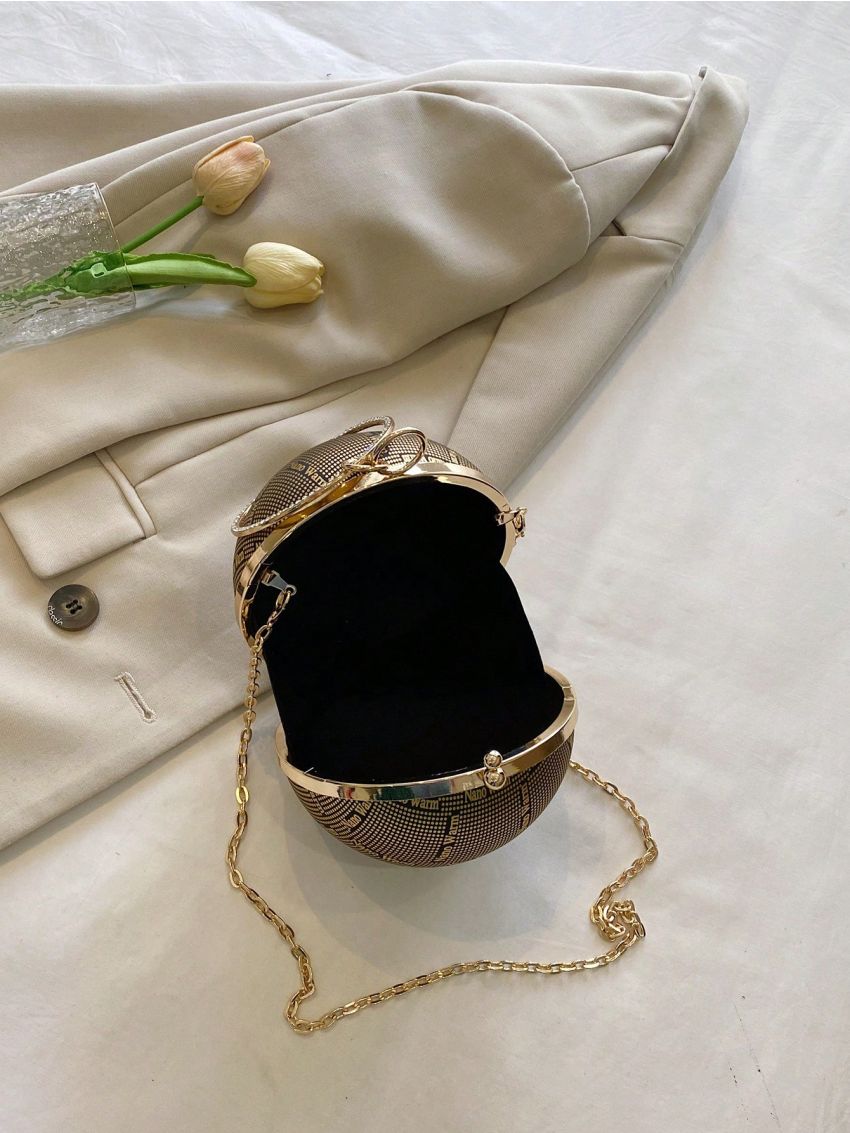 Fashion Colorblock Ring Strap Satchel Bag Casual Letter Print Circle Bag