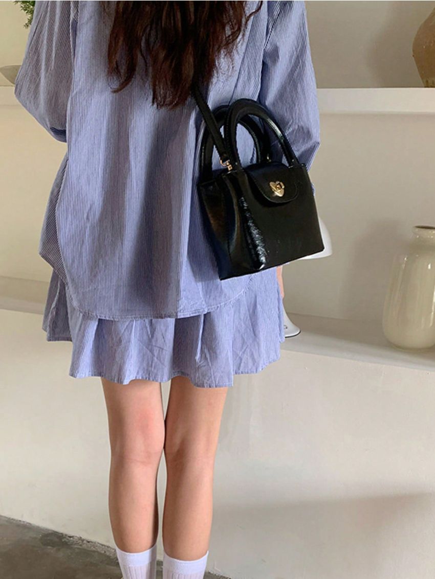 Mini Square Bag Beige Minimalist Double Handle For Daily