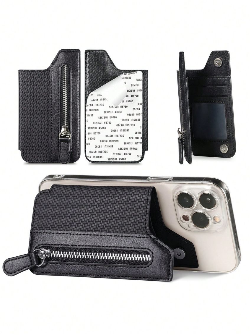 Brown Mobile Phone Card Holder With Zipper Portable