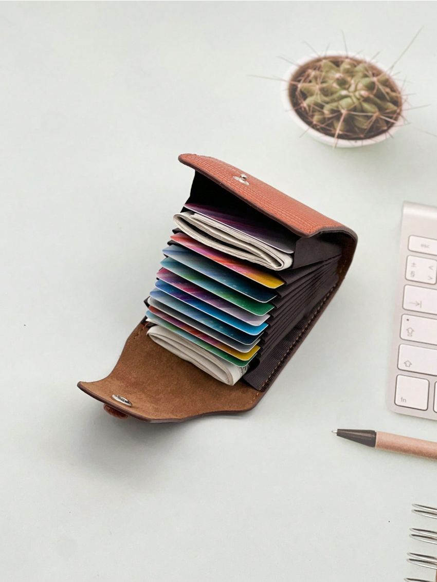 Brown Multiple Card Slots Portable For Daily