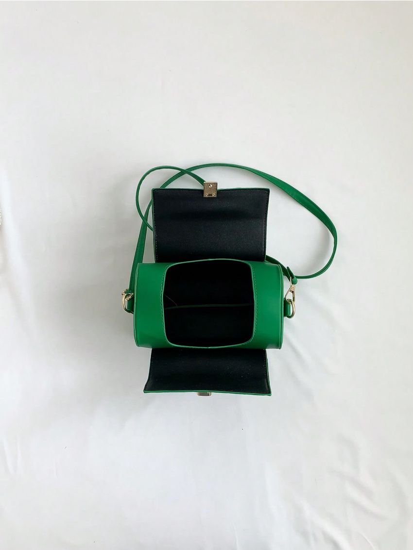Rhombus Pattern Square Bag Green Fashionable For Daily