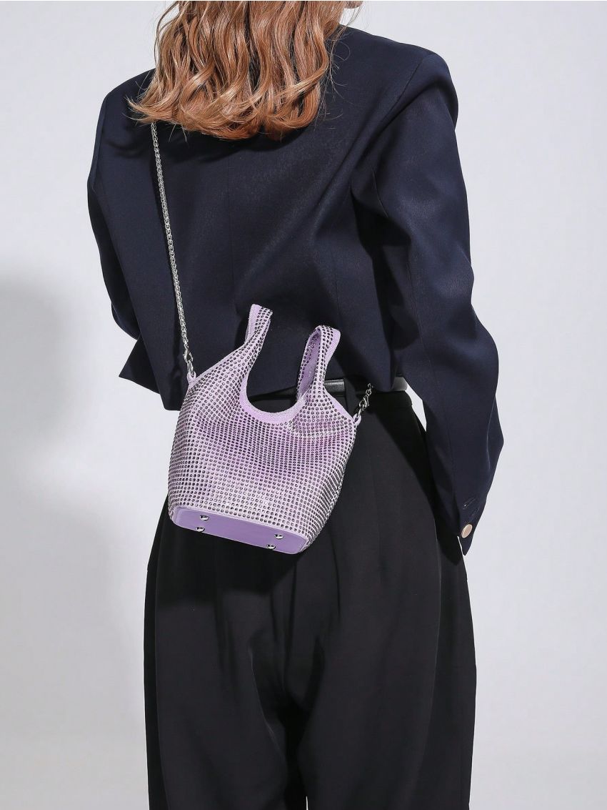 Mini Evening Bag Rhinestone Decor Chain Strap Glamorous