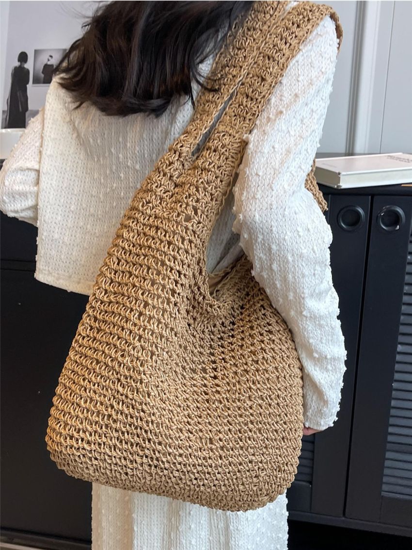 Large Capacity Straw Bag Double Handle Vacation