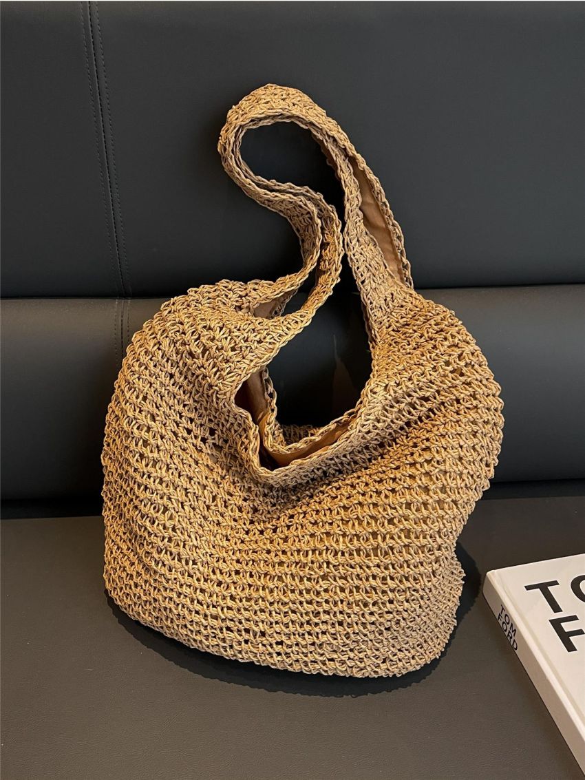 Large Capacity Straw Bag Double Handle Vacation