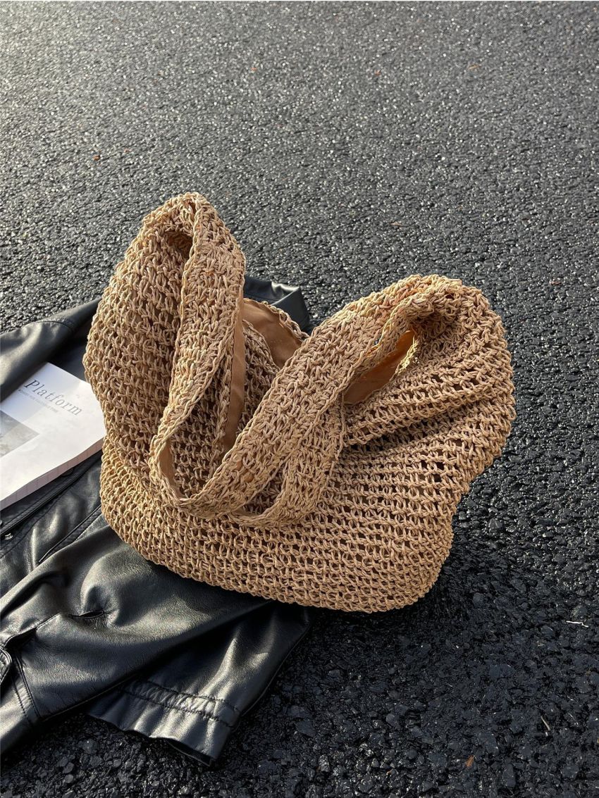 Large Capacity Straw Bag Double Handle Vacation