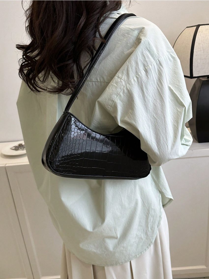 Retro Casual Female PU Spring Purse Crocodile Underarm Bag Summer 2023 Handbag