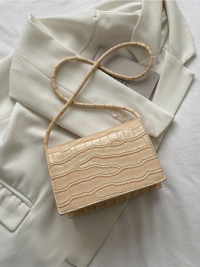 Mini Flap Square Bag Embossed Detail Minimalist