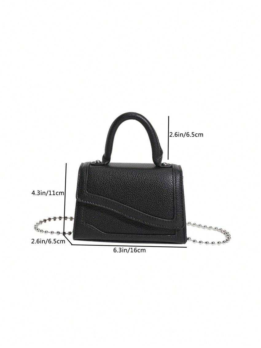 Mini Flap Square Bag Litchi Embossed Chain Strap