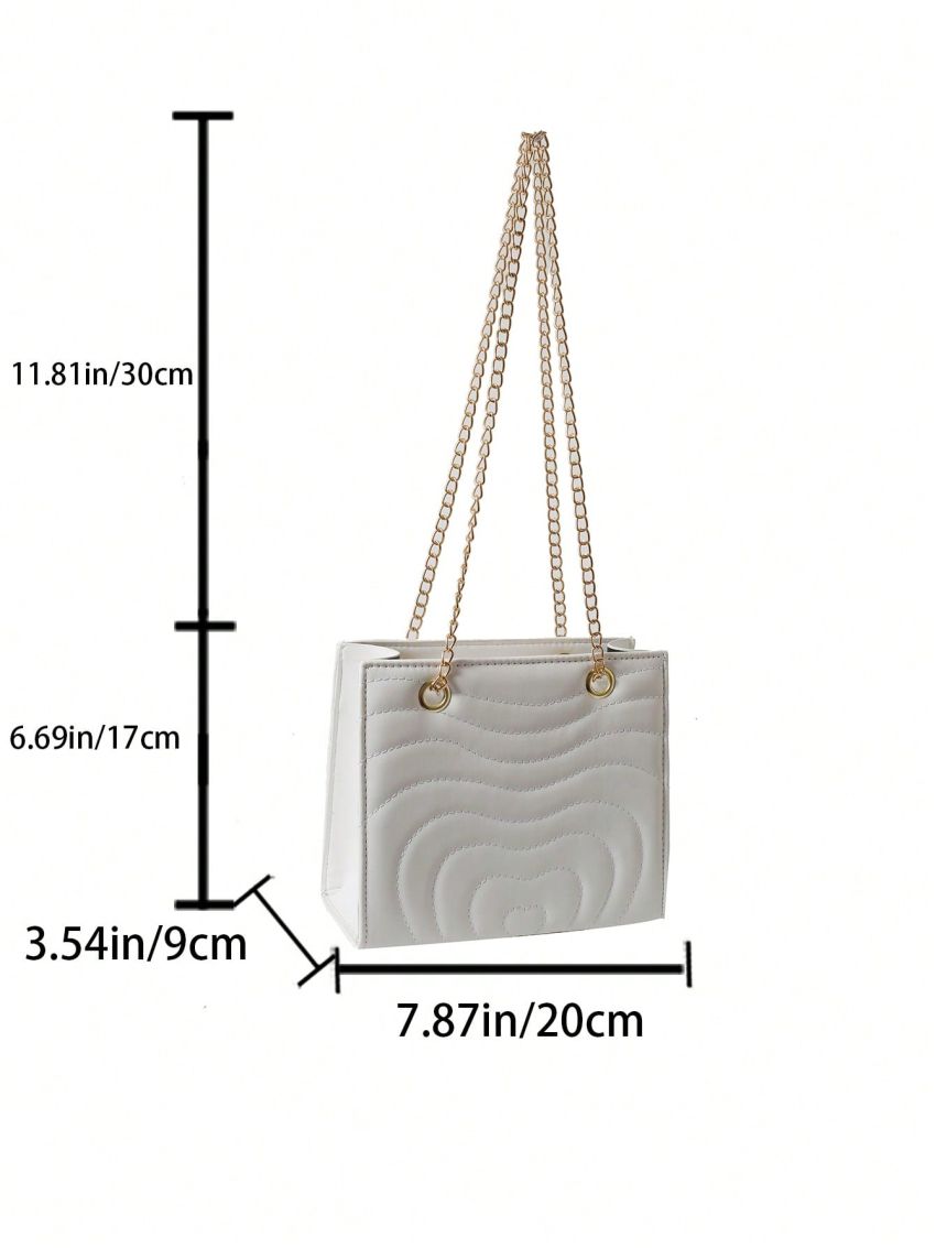 Mini Square Bag Quilted Pattern Eyelet Detail Chain