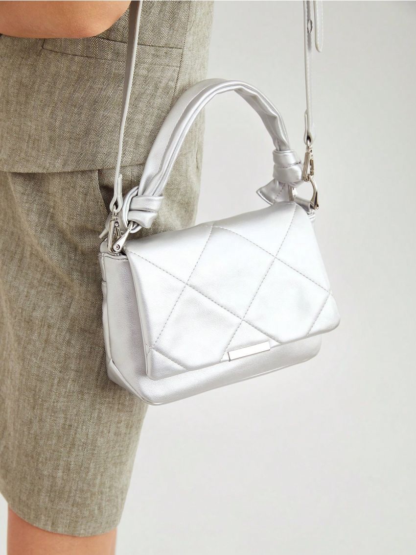 PREMIUM QUILTED SILVER KNOT BAG