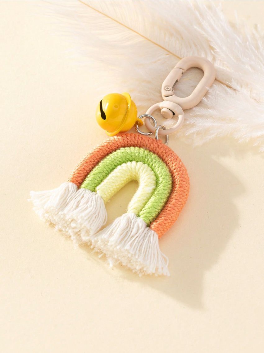 Colorblock Bag Charm Tassel & Bell Decor