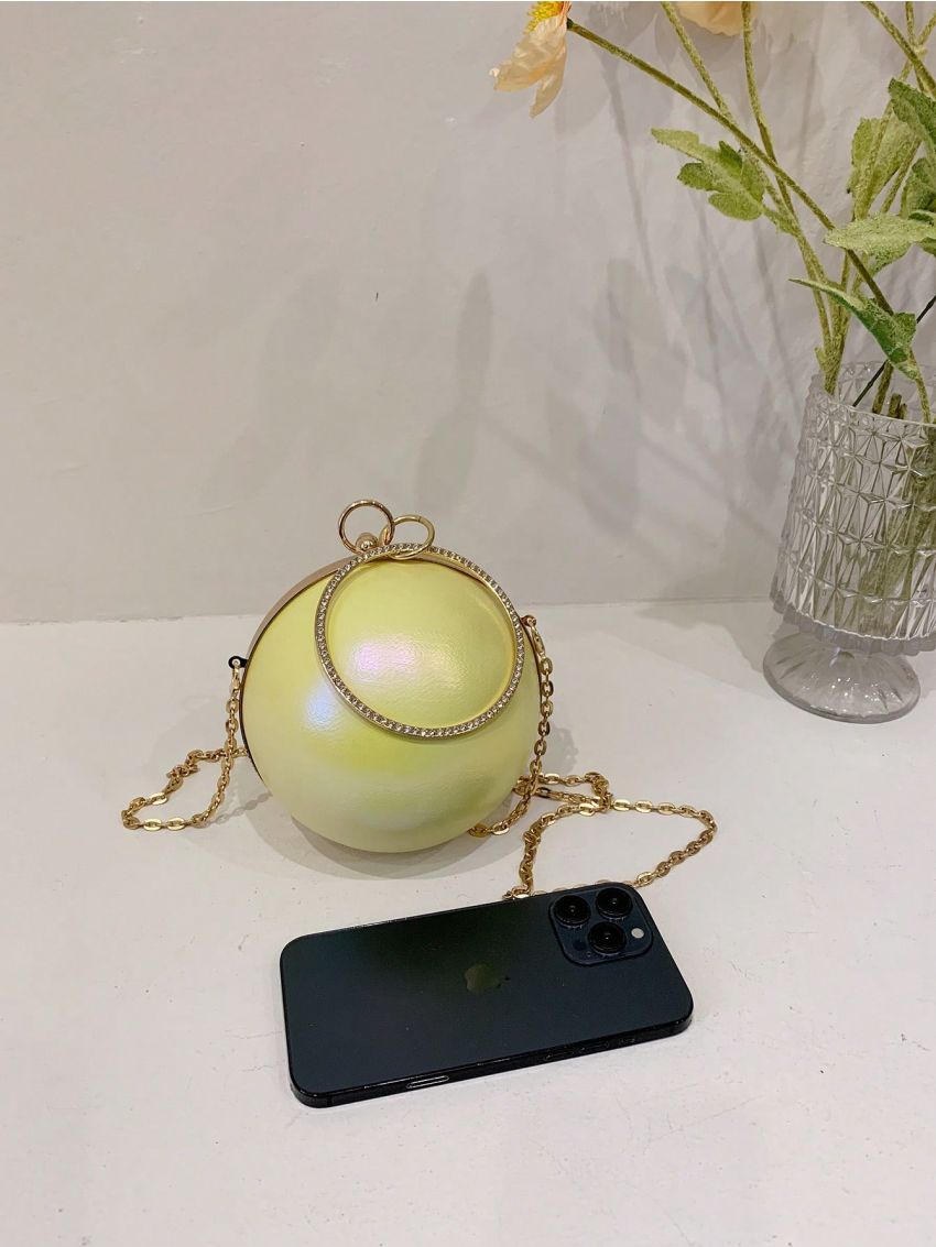 Mini Circle Bag Top Handle Chain Strap