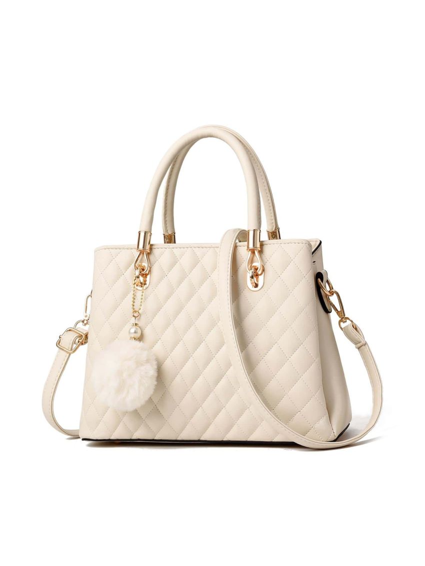 I IHAYNER Womens Leather Handbags Purses Top-handle Totes Satchel Shoulder Bag for Ladies with Pompom