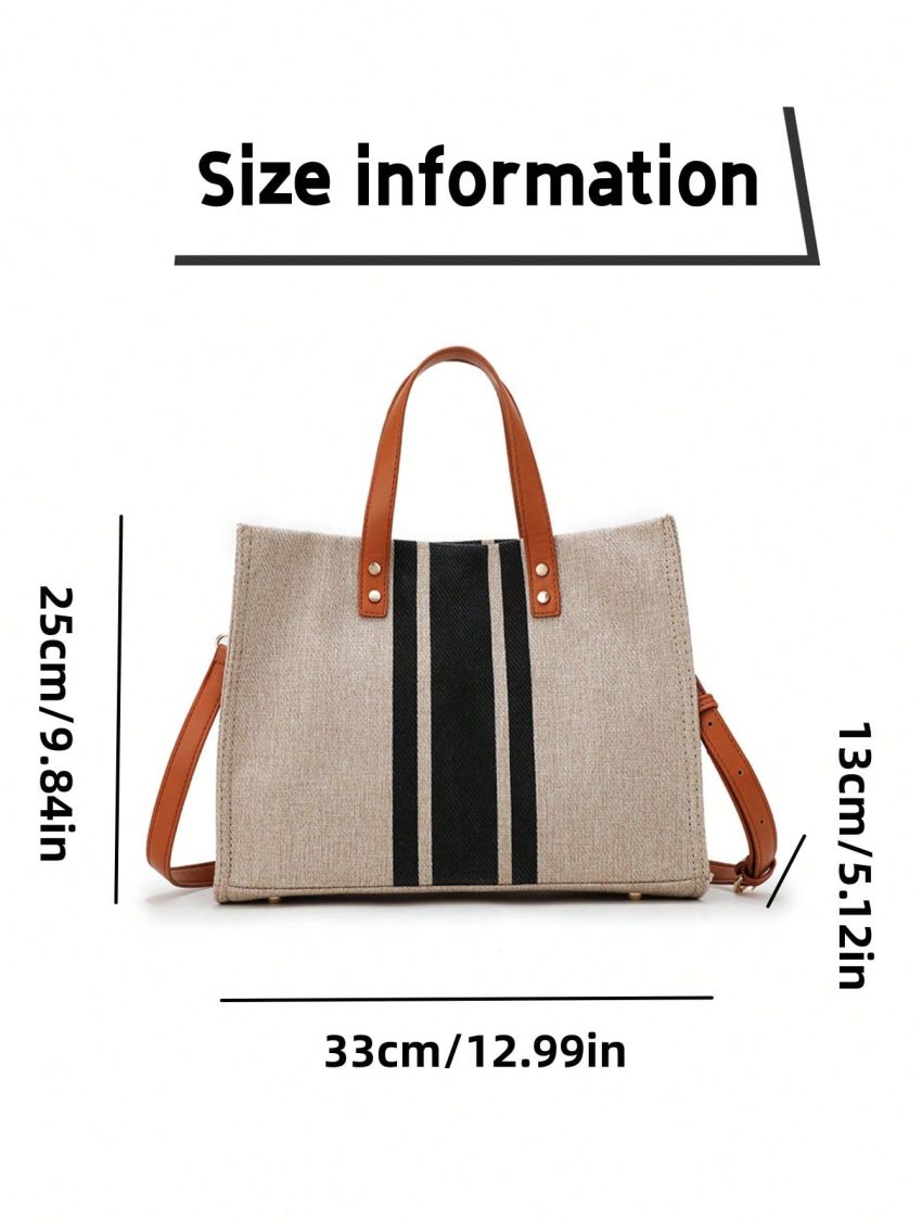 Striped Pattern Top Handle Bag Double Handle