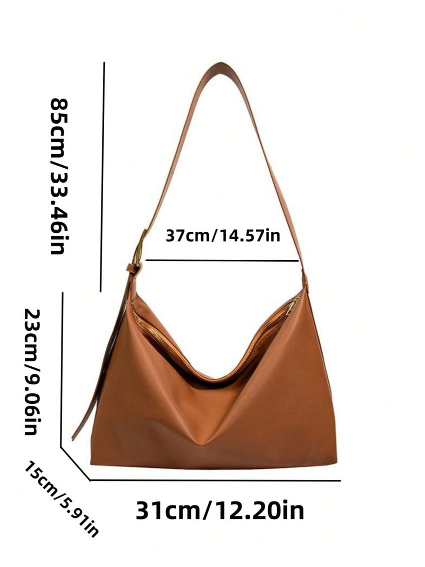 Large Capacity Hobo Bag Solid Color Minimalist Style