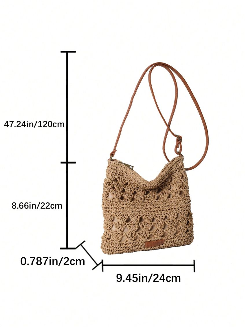 Minimalist Straw Bag Hollow Out Design Vacation