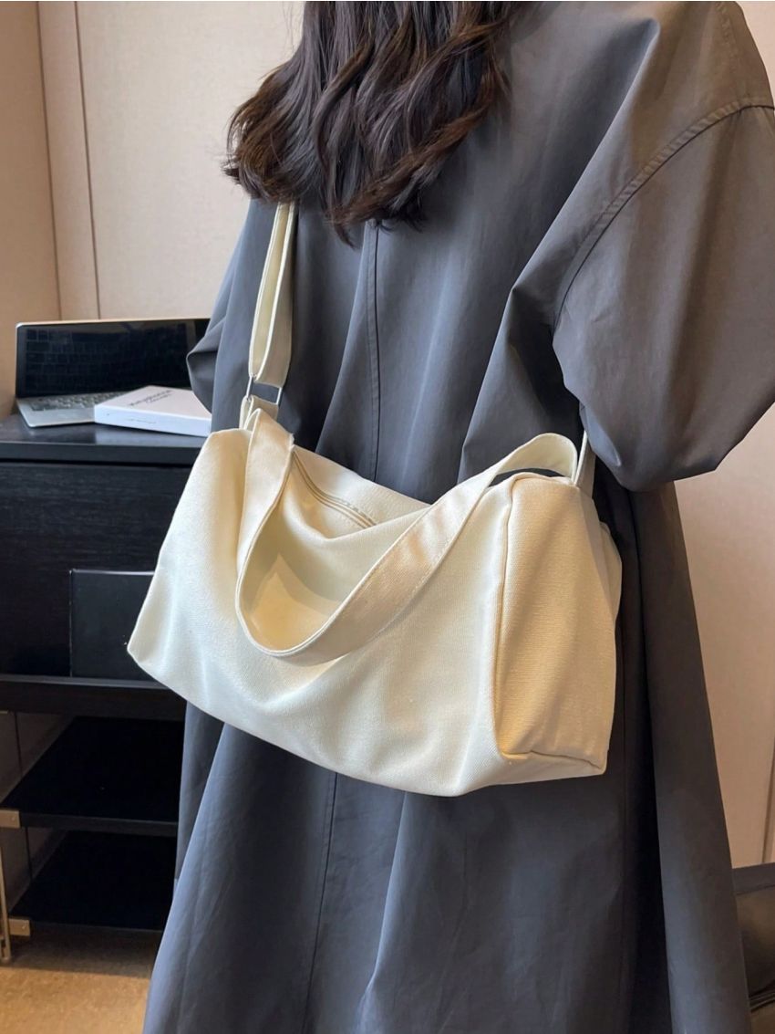 Minimalist Hobo Bag Adjustable-strap Zipper Polyester