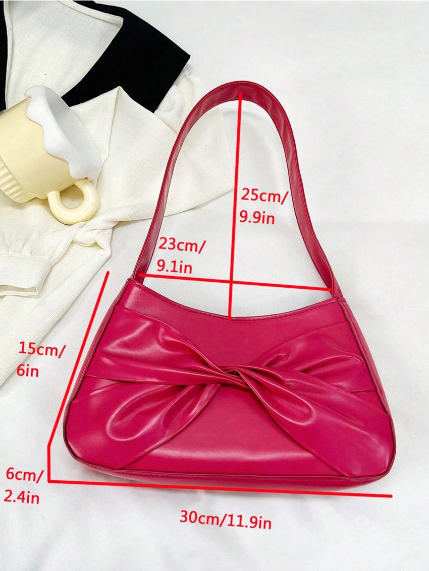 PU Baguette Bag Twist Decor Metallic Funky