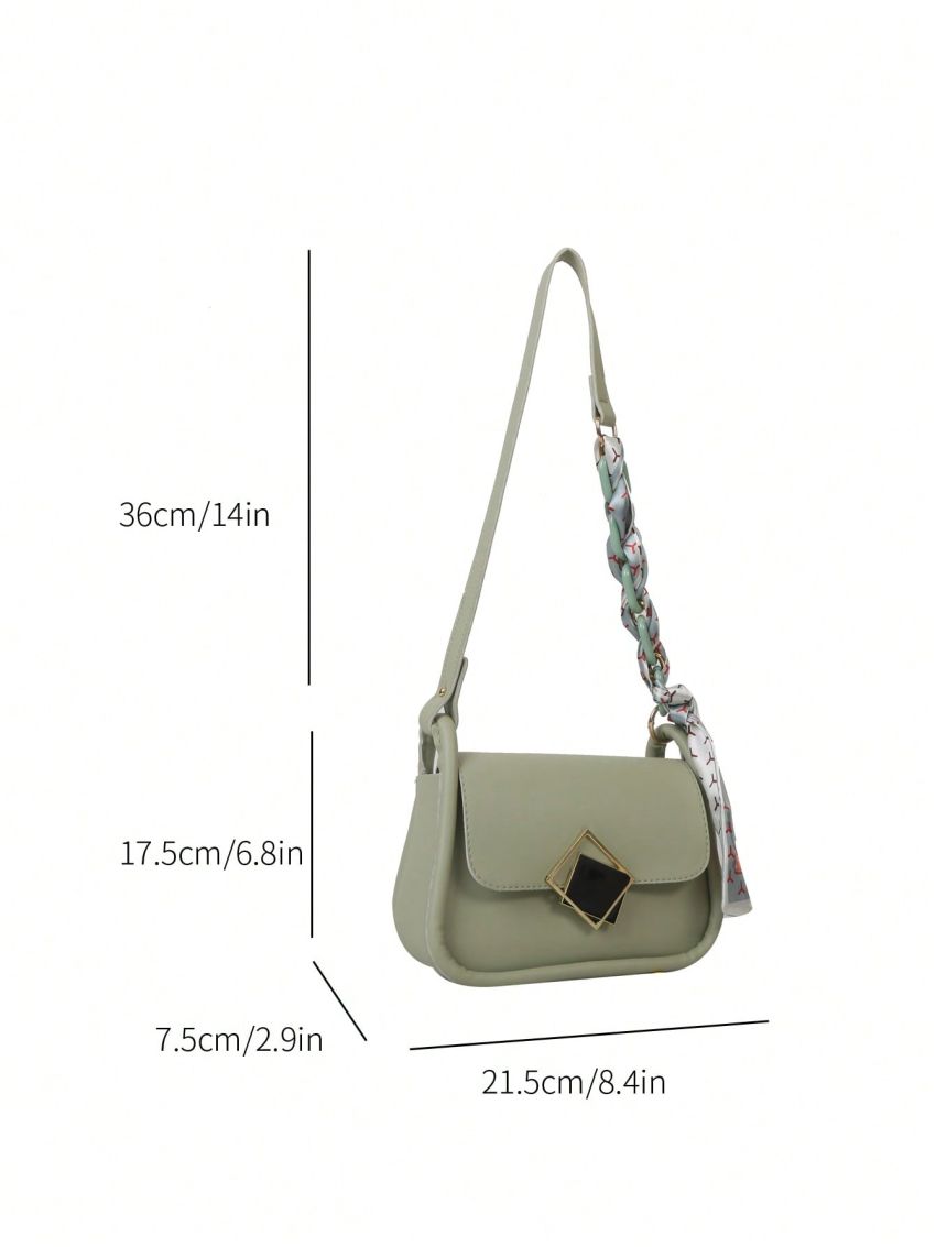 Elegant Saddle Bag Coffee Brown Metal Decor PU