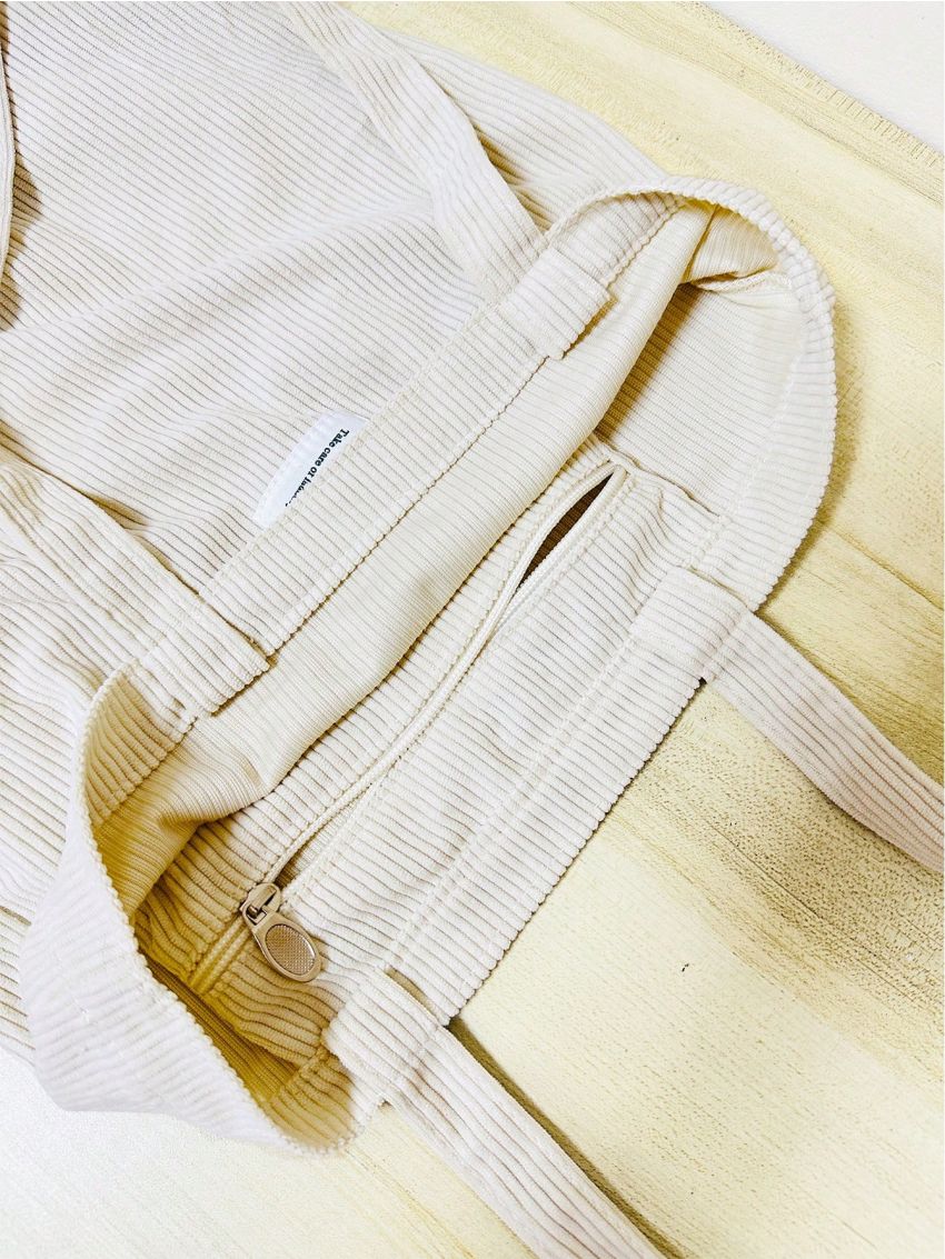 Retro Corduroy Tote Bag Women's Simple Shoulder Bag Letter Patch Decor Handbag