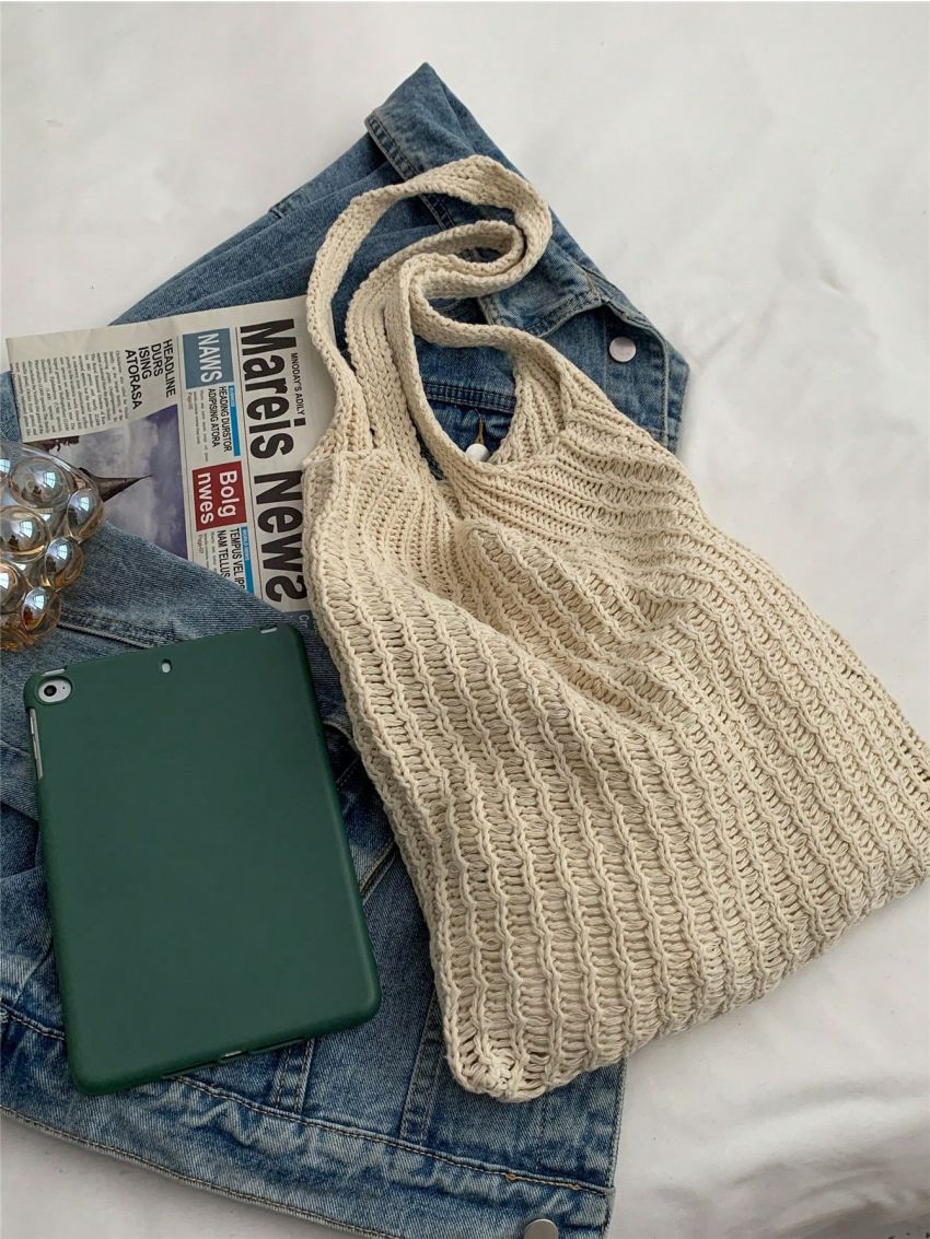 Vacation Crochet Bag Beige No-closure Medium
