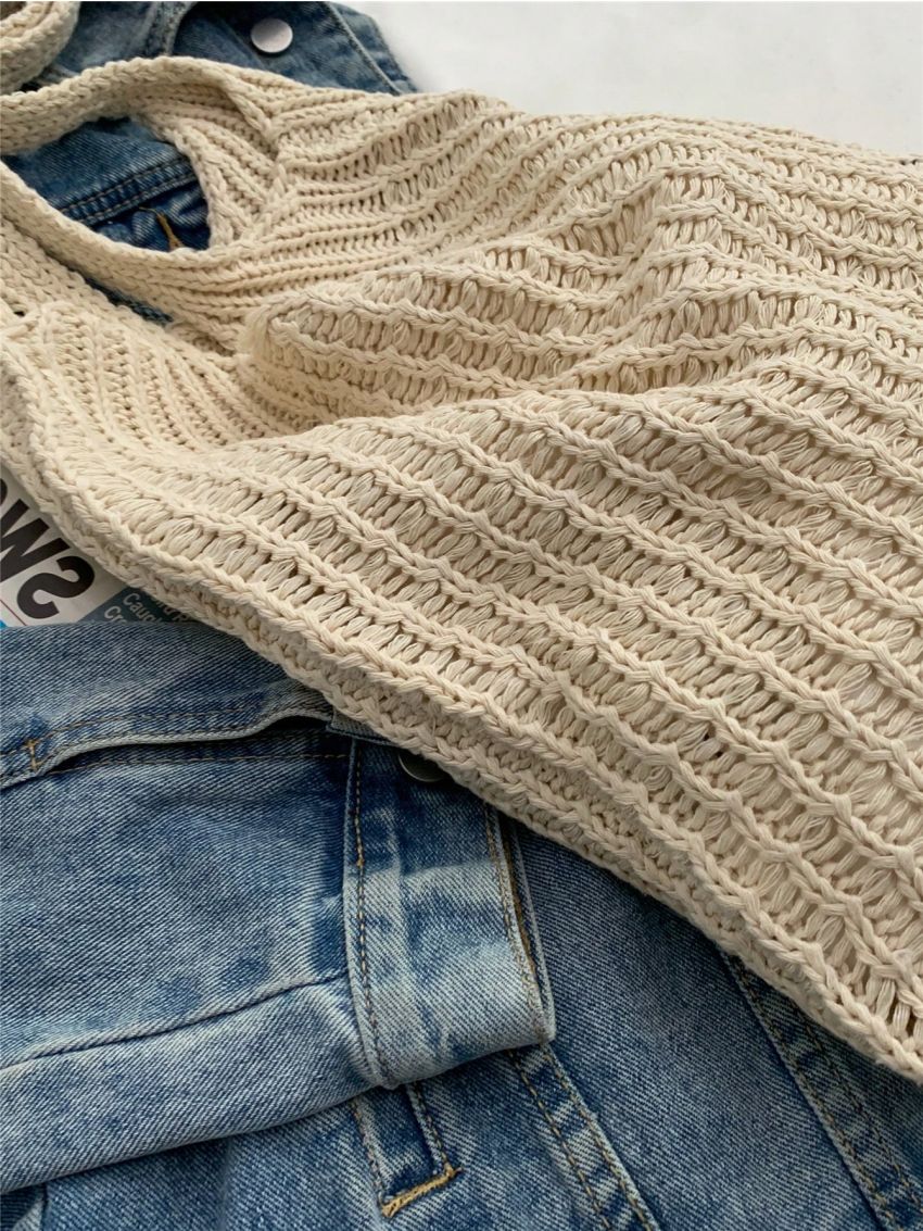 Vacation Crochet Bag Beige No-closure Medium