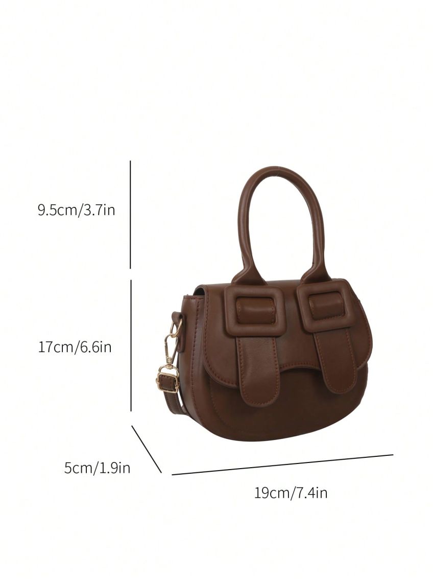 Mini Saddle Bag Buckle Decor Flap PU Fashionable
