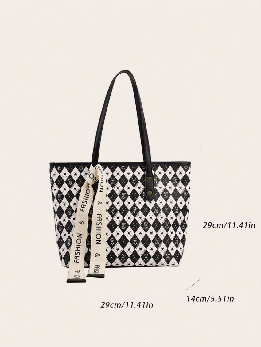 Medium Square Bag Colorblock Geometric & Cartoon Graphic