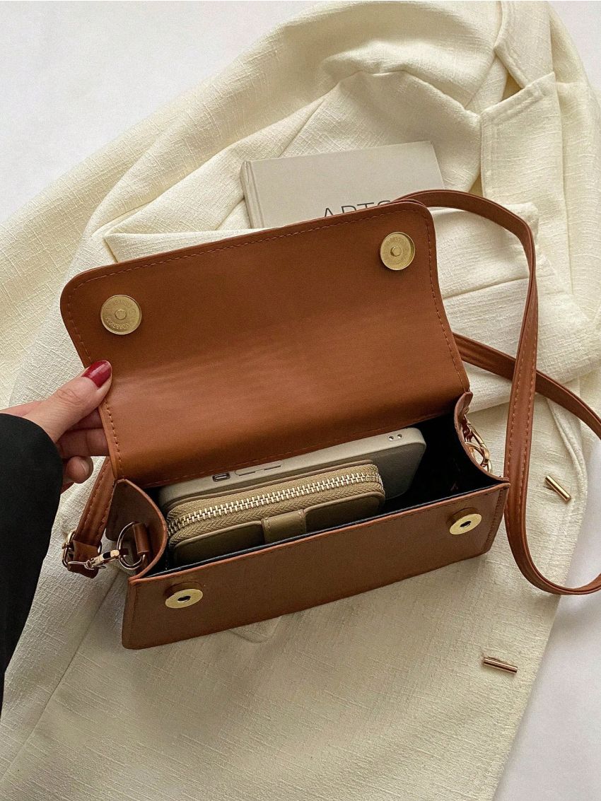 Crocodile Embossed Square Bag Flap PU Elegant