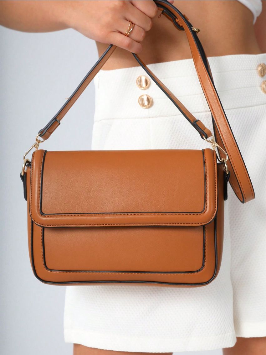BIZwear Contrast Binding Flap Square Bag