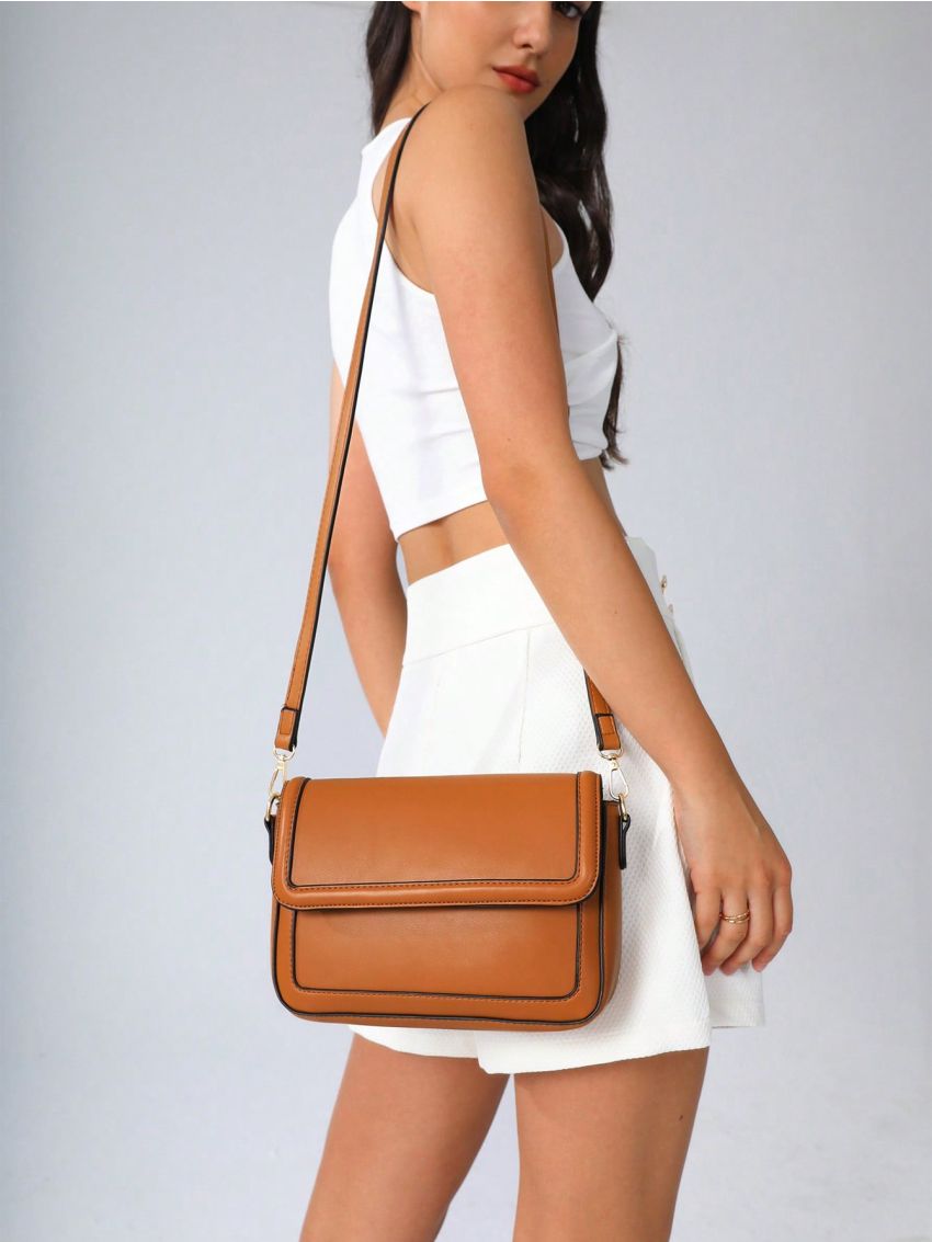 BIZwear Contrast Binding Flap Square Bag