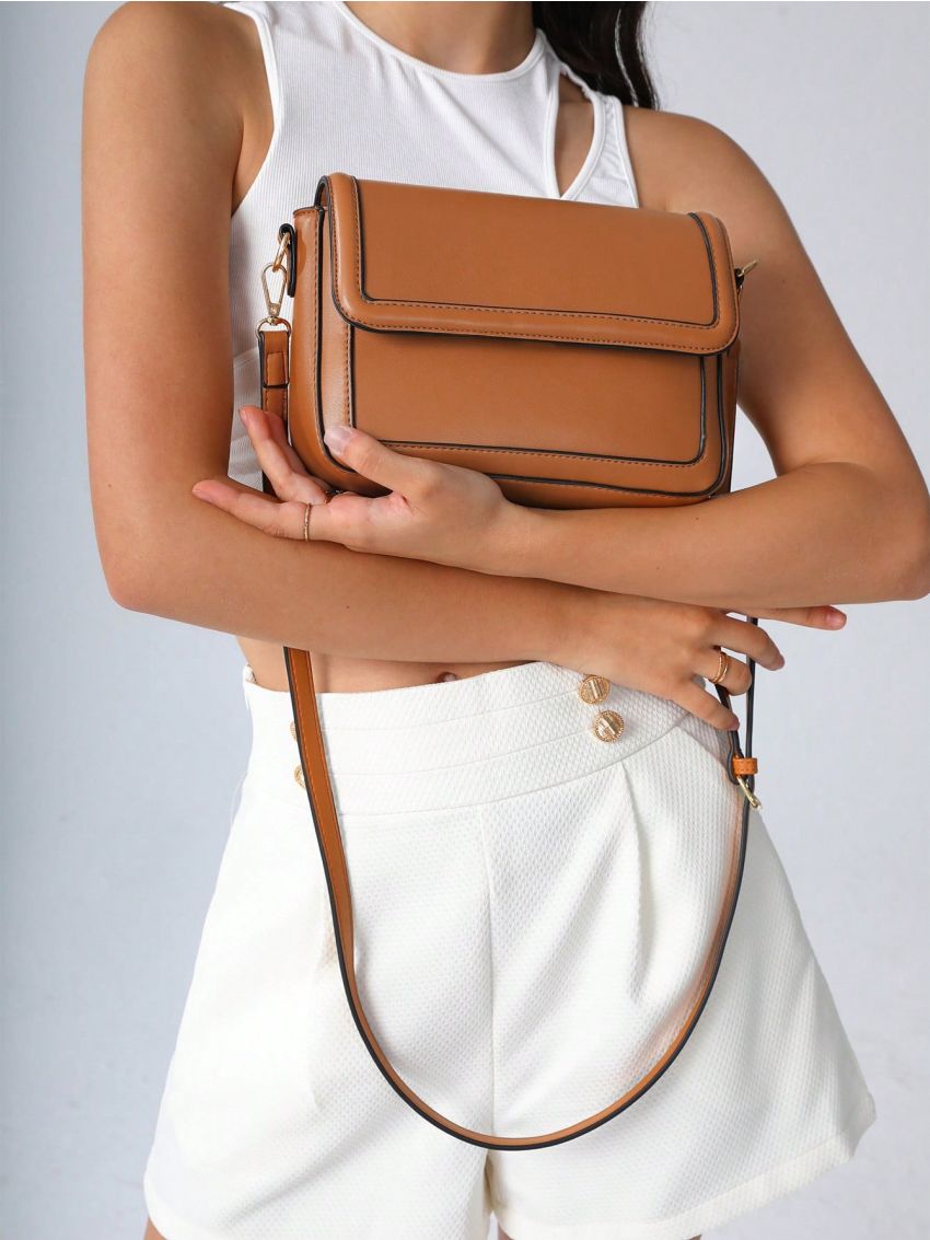 BIZwear Contrast Binding Flap Square Bag
