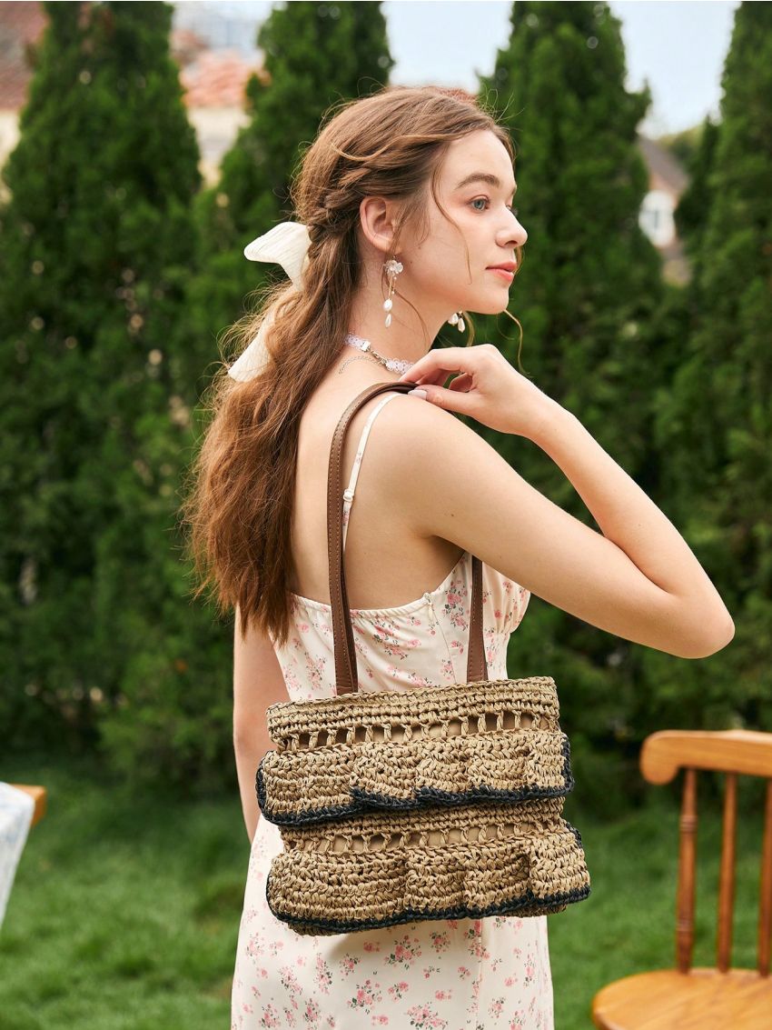 MOD Contrast Binding Straw Bag Medium Vacation