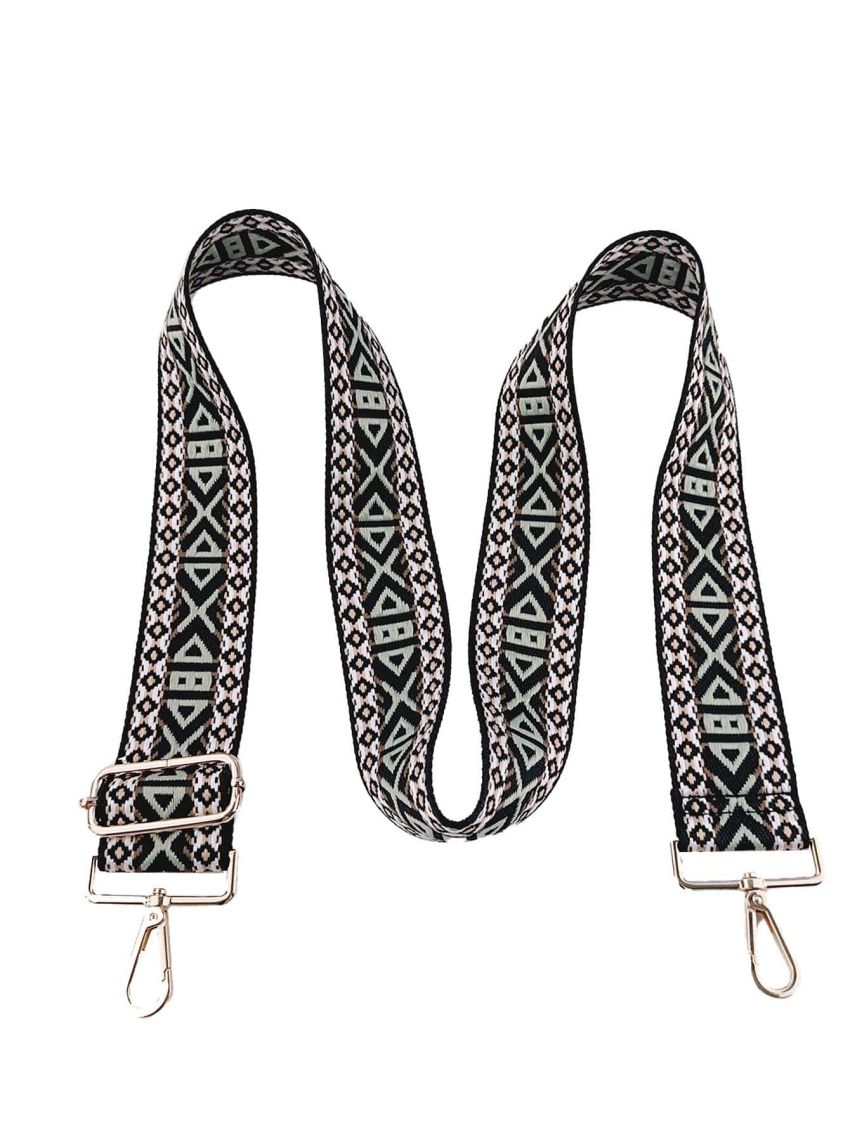 Colorblock Bag Strap Geometric Pattern Adjustable