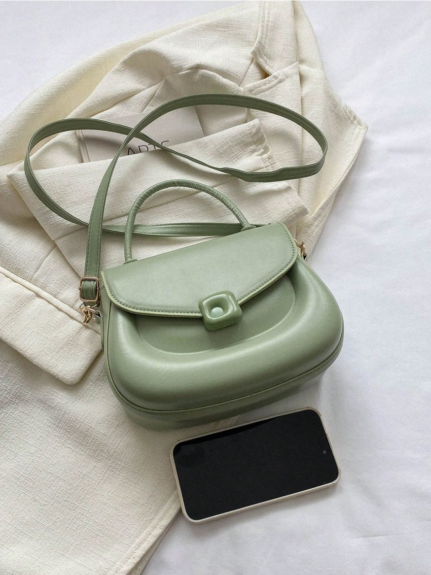 Minimalist Flap Saddle Bag Fashion Green